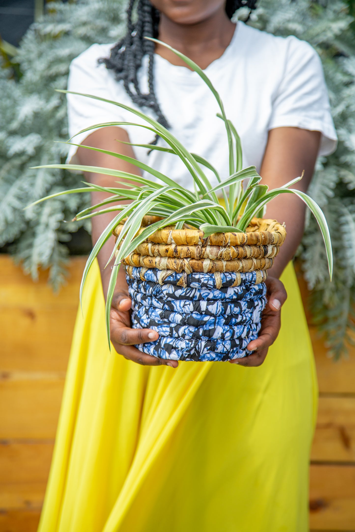Fabric Bottomed Banana Leaf Planter