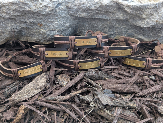Faith Forged Leather Wrap Bracelet