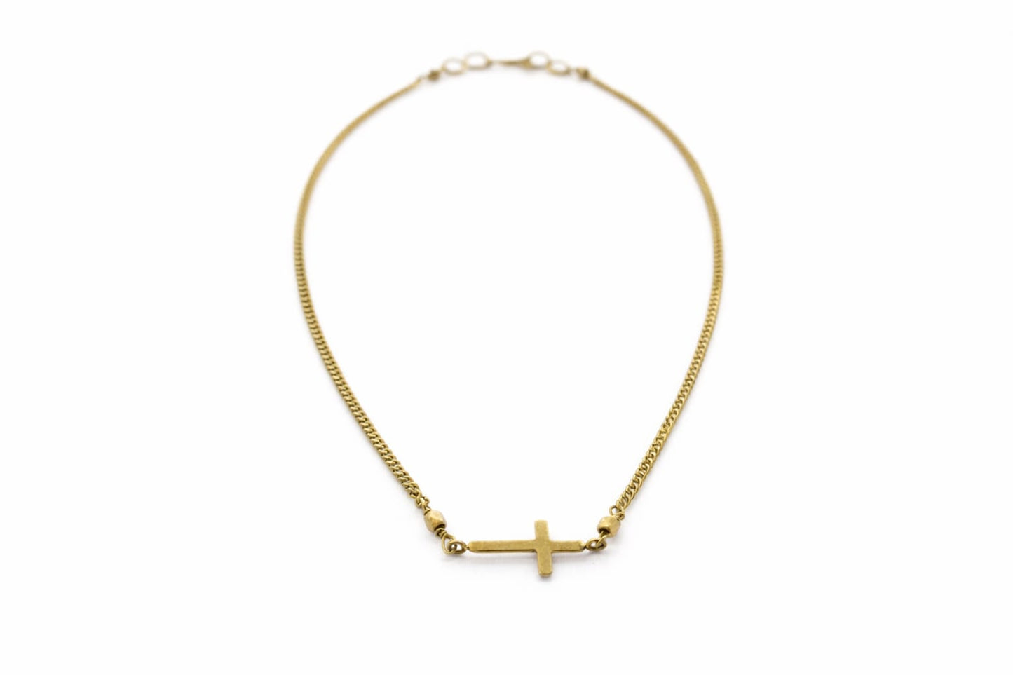 Brass Horizontal Cross Necklace