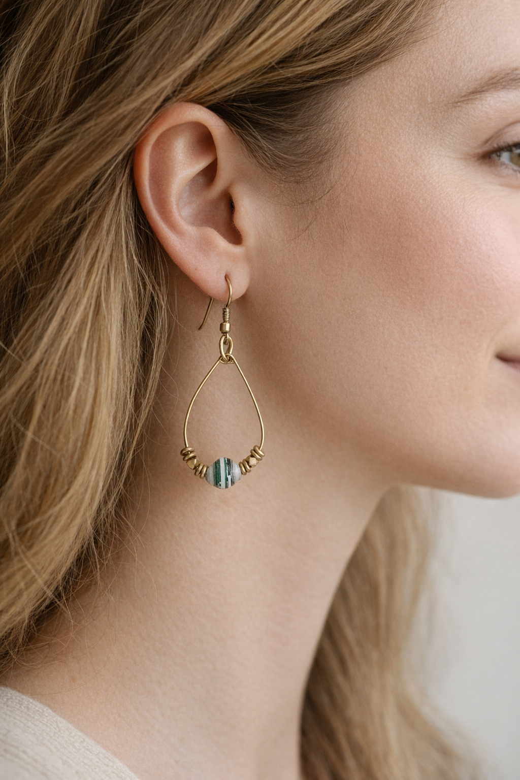 Paper Bead Hoop Earrings