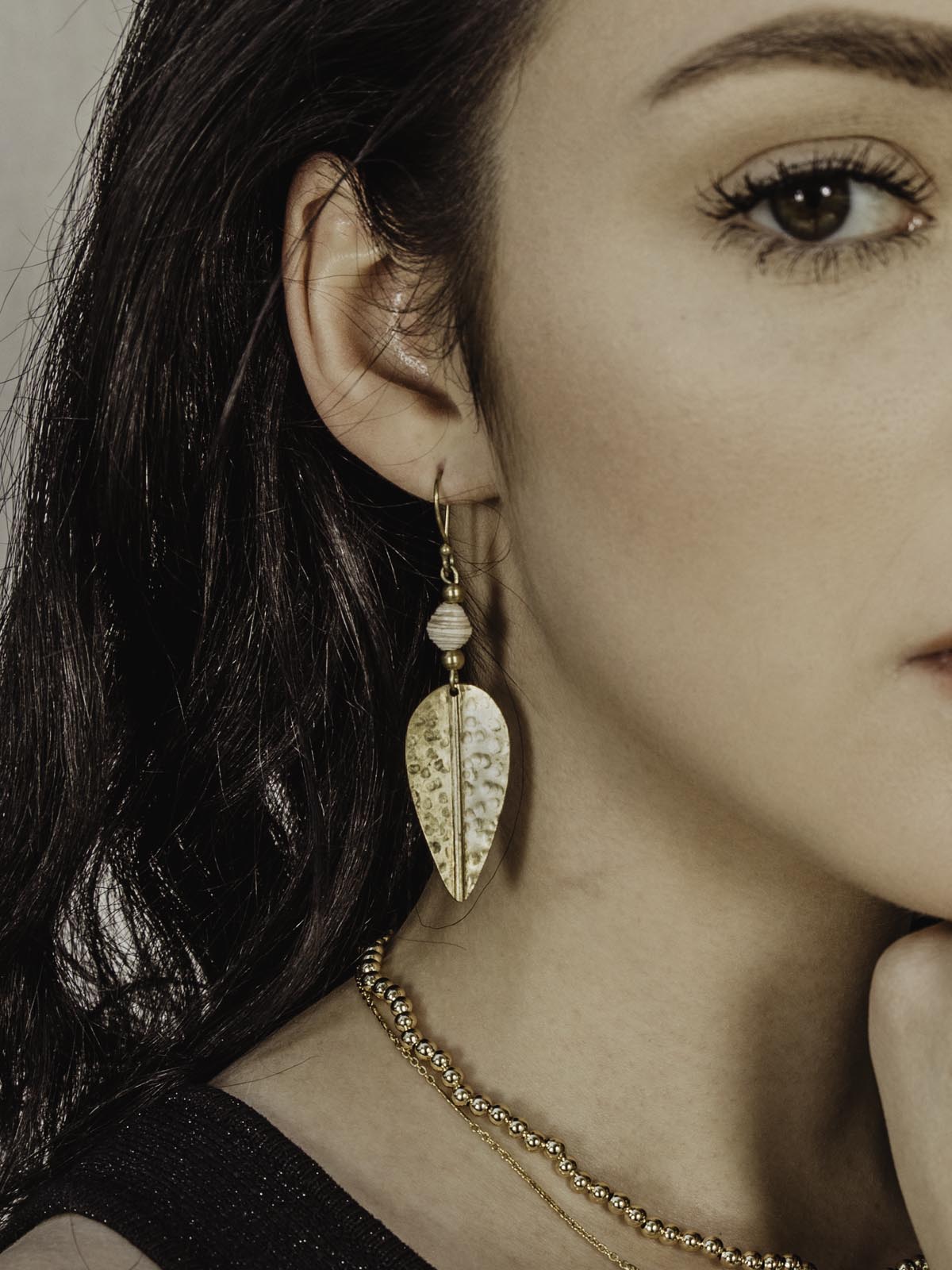 Brass Leaf Earrings