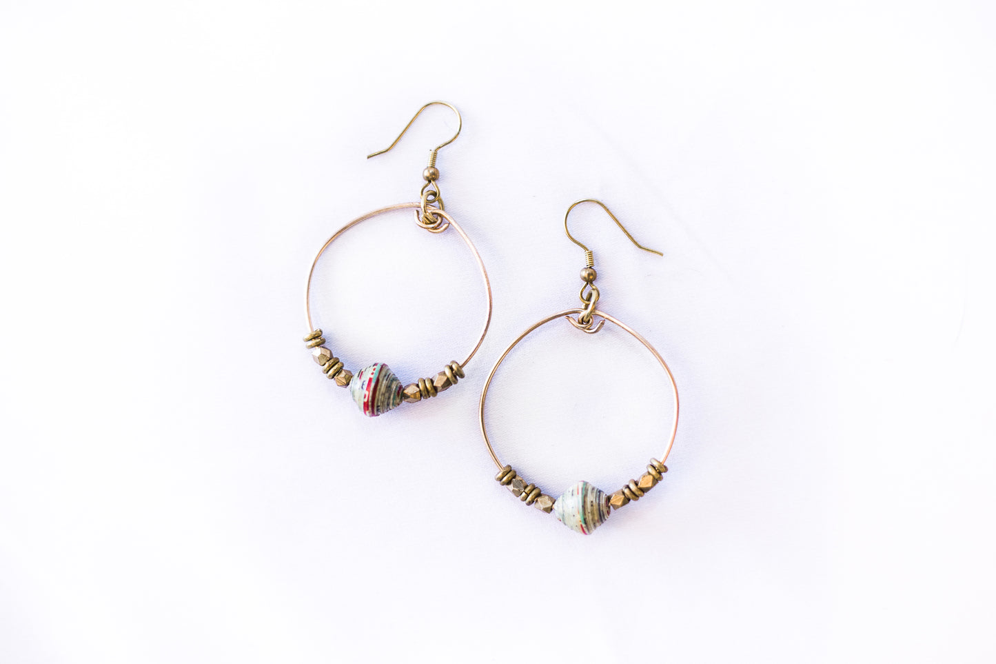 Paper Bead Hoop Earrings