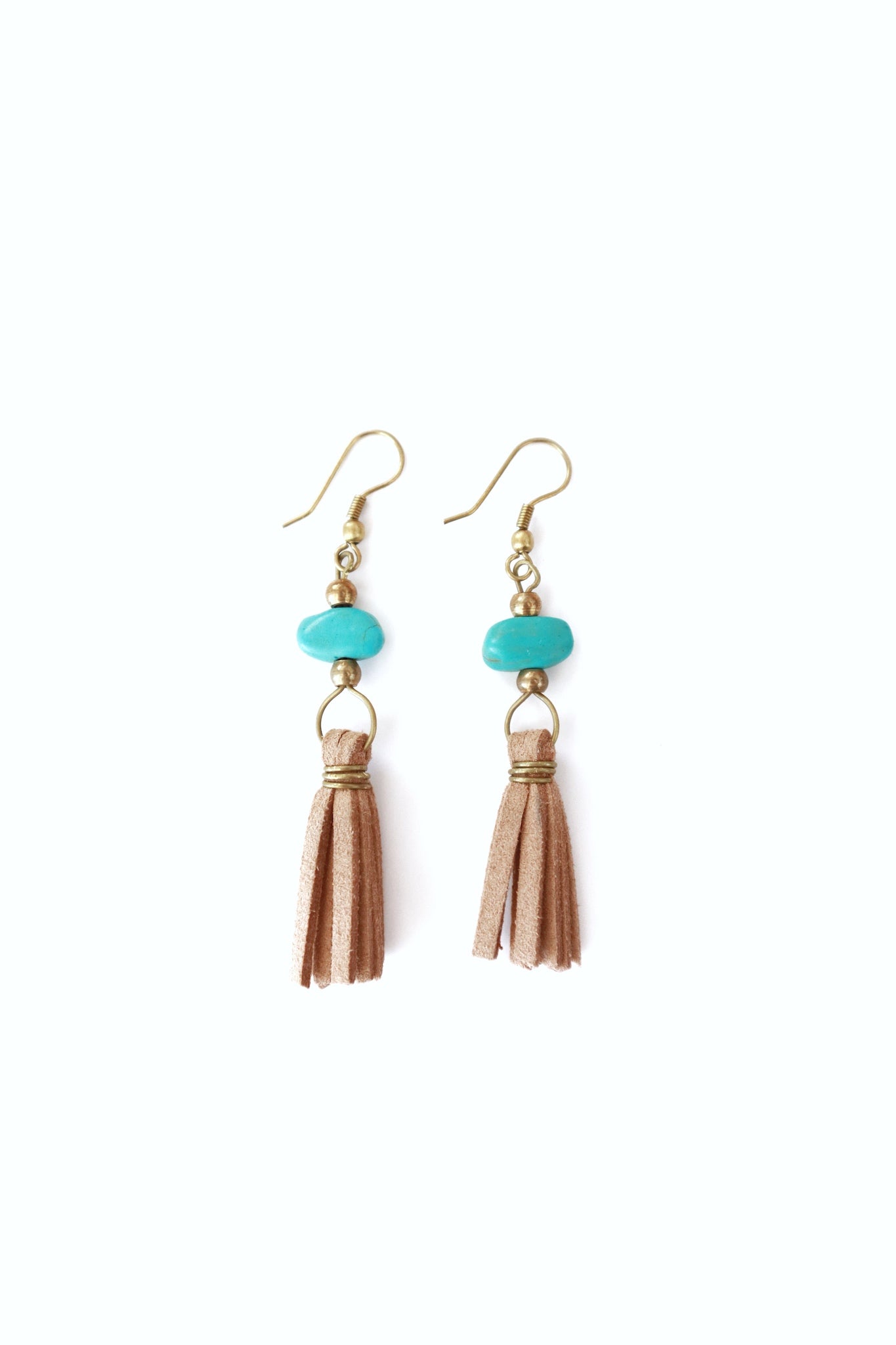 Turquoise Charm Tassel Earrings