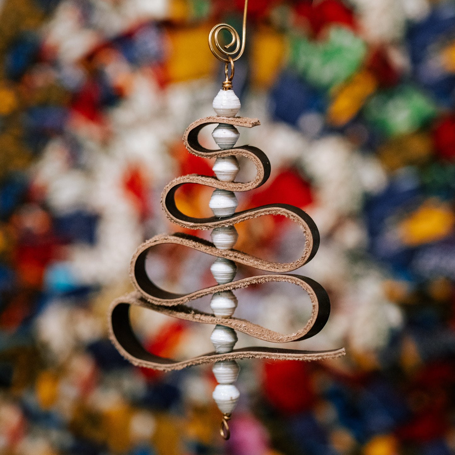 Leather Wrap Christmas Tree Ornament
