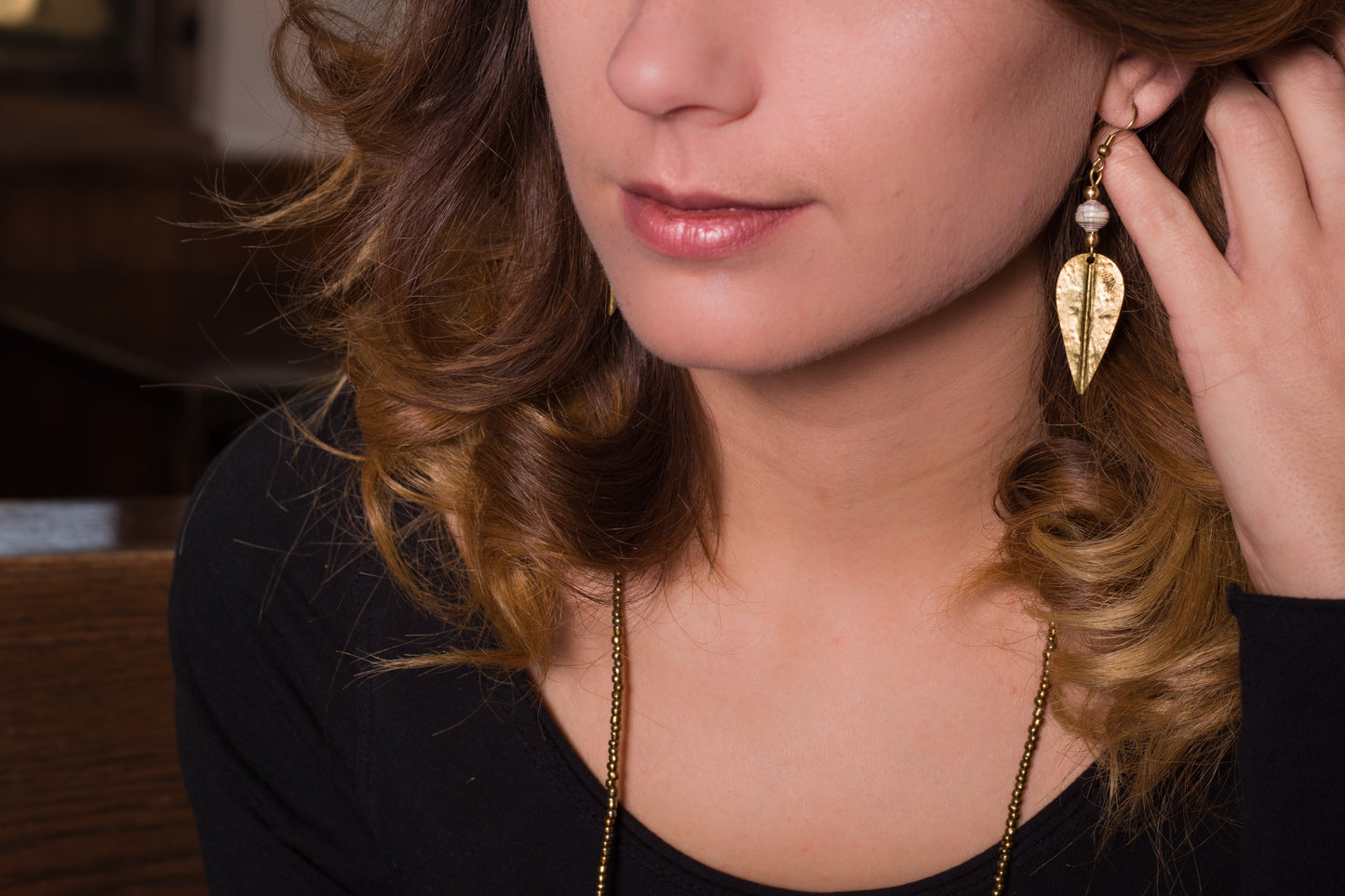 Brass Leaf Earrings