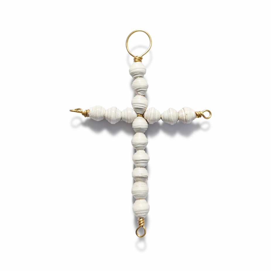 Paper Beaded Cross Ornament