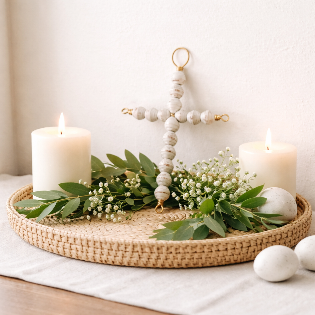 Paper Beaded Cross Ornament