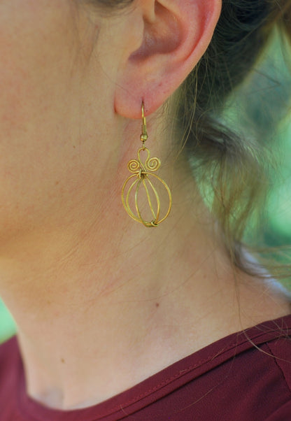 Wire Pumpkin Earrings