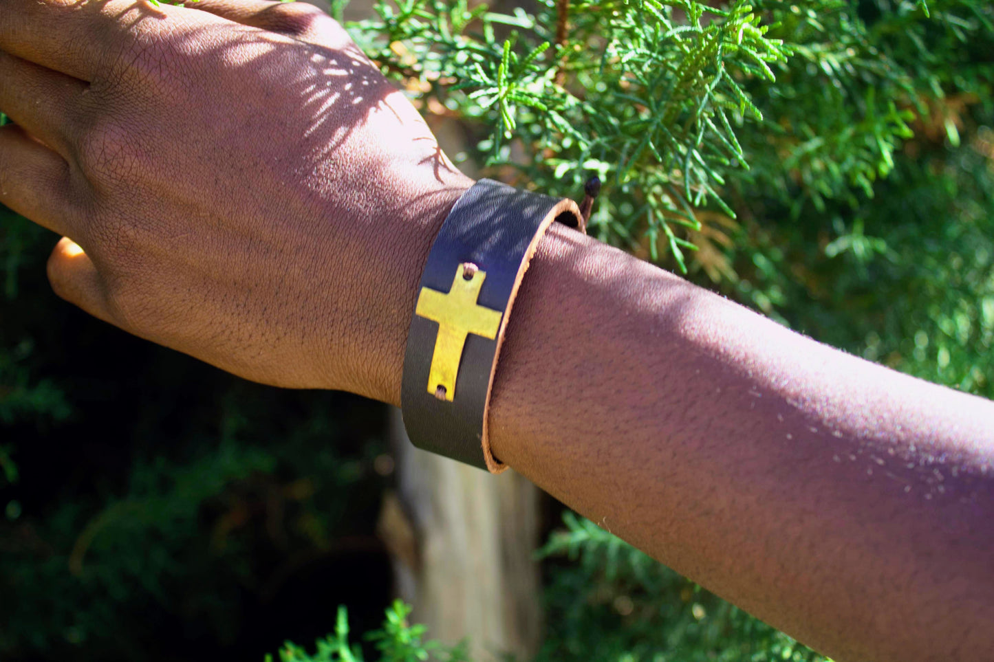 Leather Cross Bracelet