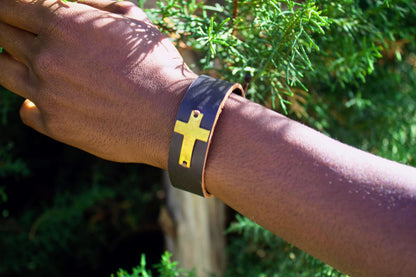 Leather Cross Bracelet