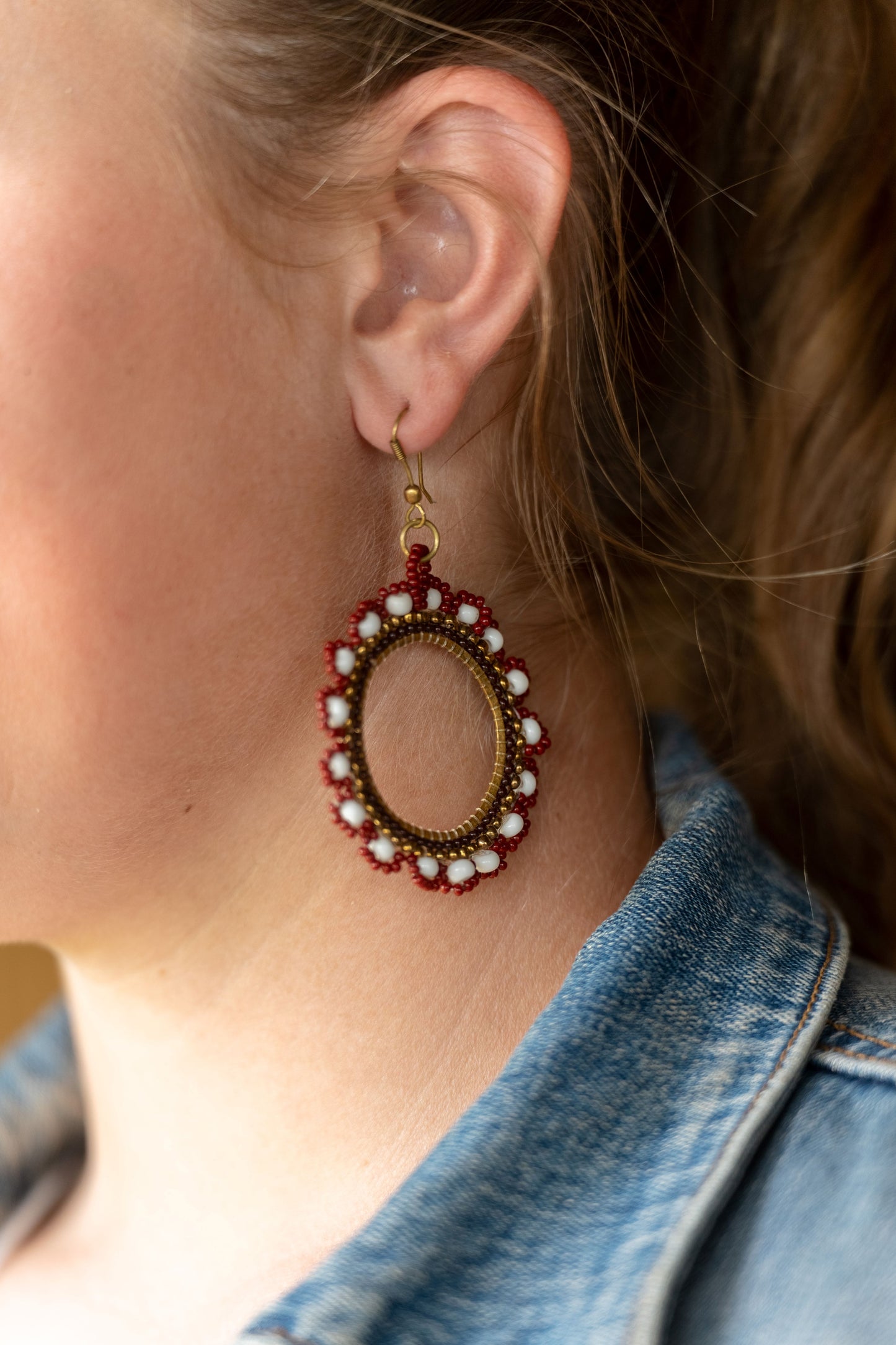 Circle of Hope Beaded Flower Earrings