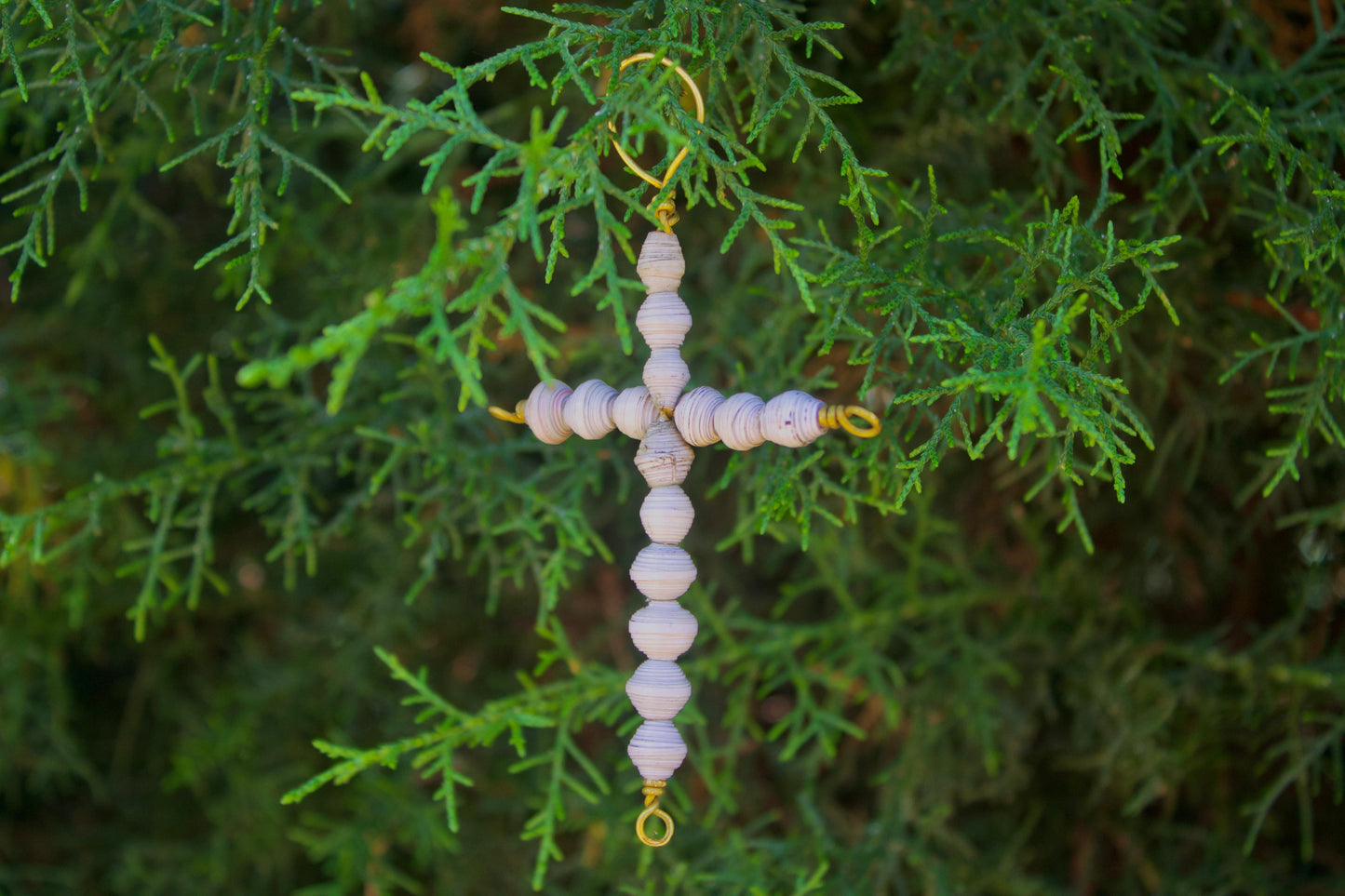 Paper Beaded Cross Ornament
