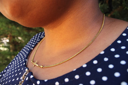 Brass Horizontal Cross Necklace