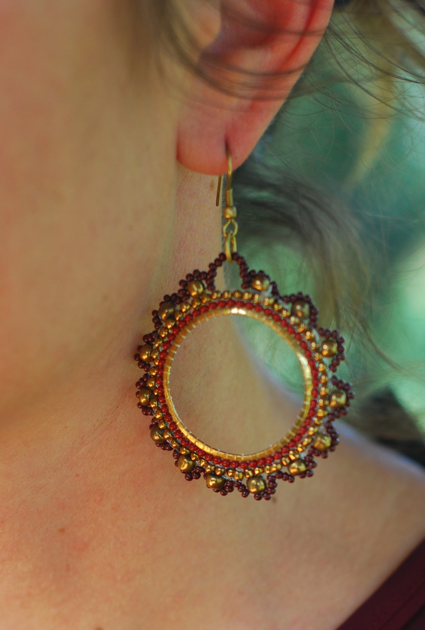 Circle of Hope Beaded Flower Earrings