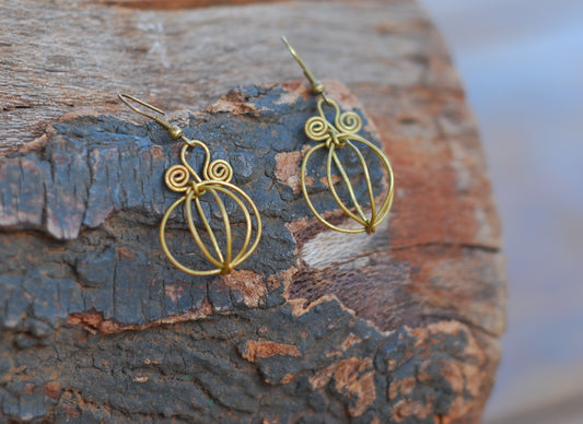Wire Pumpkin Earrings