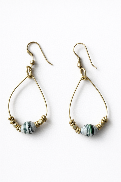 Paper Bead Hoop Earrings