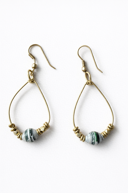 Paper Bead Hoop Earrings