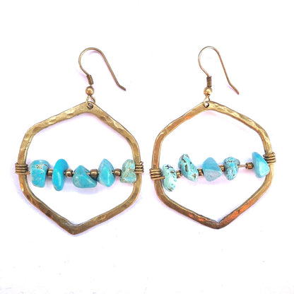 Geometric Earrings with Turquoise