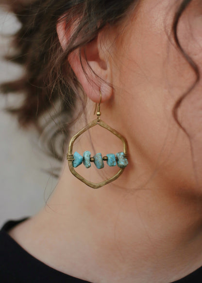 Geometric Earrings with Turquoise