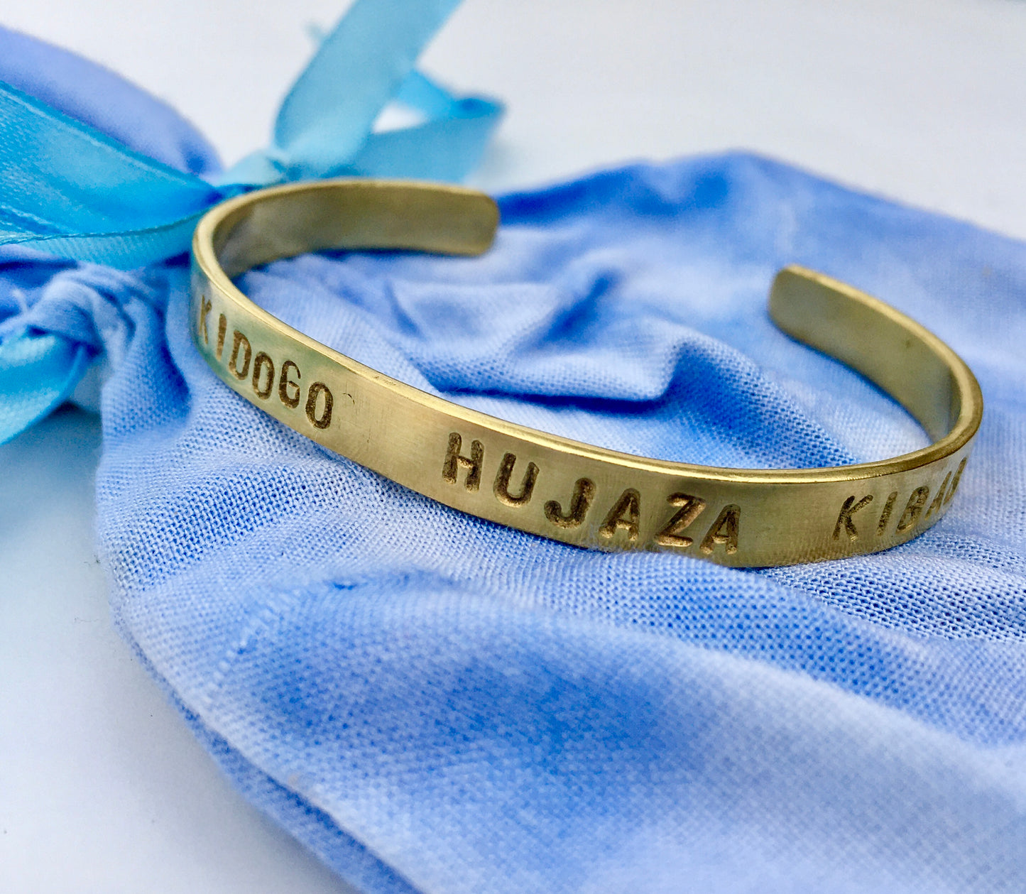 Brass Bracelet With Swahili Proverb--Helps Support Our School in Kenya