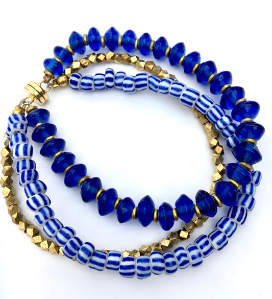 Ocean Blue Glass Magnetic Bracelet