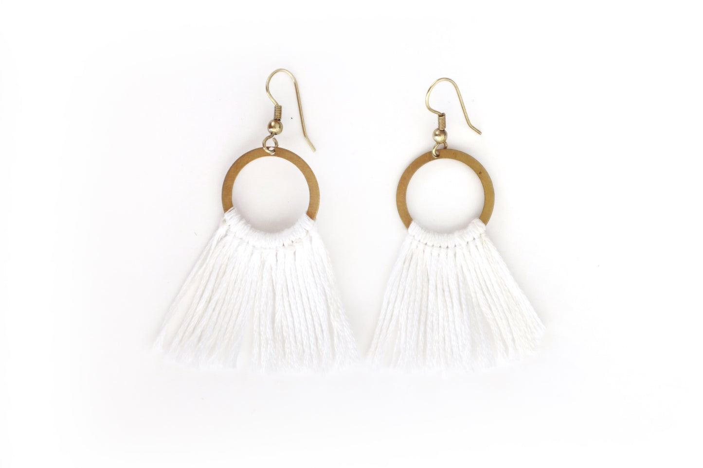 White Fringe Earrings